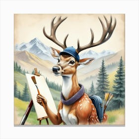 Deer Artist Canvas Print