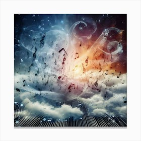 An Image Visualizing Musical Notes In An Abstract And Dynamic Composition 7 Canvas Print