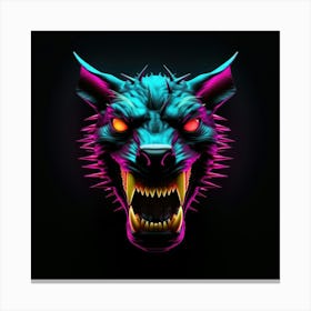 Neon Wolf Head 8 Canvas Print