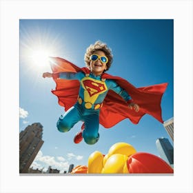 A Dynamic Superhero Costume Clad Business Leader Soaring Through A Bright Summer Sky Their Cape Rip (6) Canvas Print