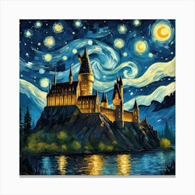 Castle At Starry Night Van Gogh Painting Canvas Print