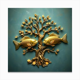 Gold Fish In A Tree Canvas Print