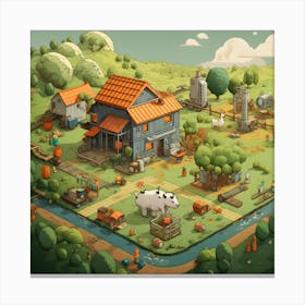 Farm Village In The Countryside Canvas Print