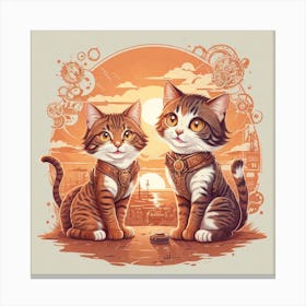 Steampunk Cats Canvas Print