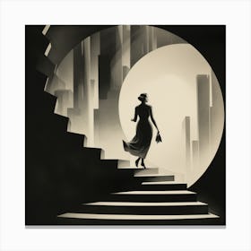 Woman On The Stairs Canvas Print