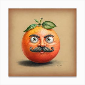 Orange With Mustache 18 Canvas Print