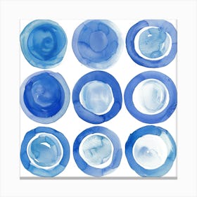 Blue Watercolor Circles 5 Canvas Print