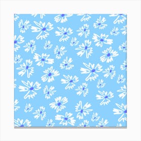 Daisies On A Blue Background Canvas Print