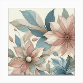 Flowers In Pink And Blue Canvas Print