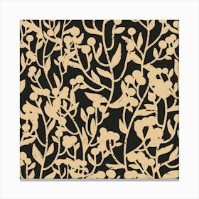 Black And Gold Floral Pattern Canvas Print