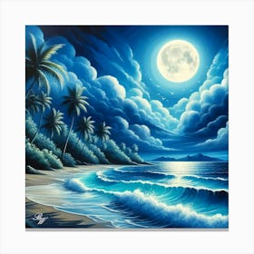 Moon Lite Tropical Beach 2 Copy Canvas Print