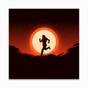 Silhouette Of A Man Running 1 Canvas Print