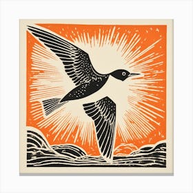 Retro Bird Lithograph Common Tern 4 Canvas Print