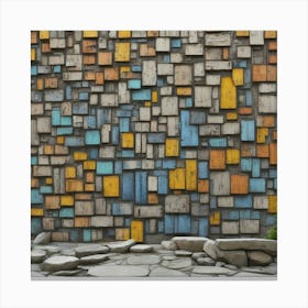 Colorful Wooden Wall Canvas Print