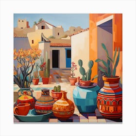 Pots And Cactus 1 Canvas Print