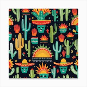 Mexican Day Of The Dead Pattern Canvas Print