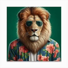 Lion With Sunglasses Canvas Print