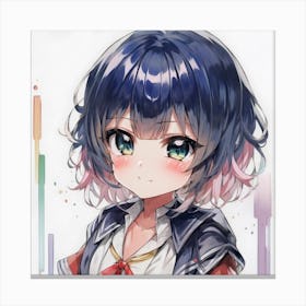 Anime Girl With Blue Hair Canvas Print