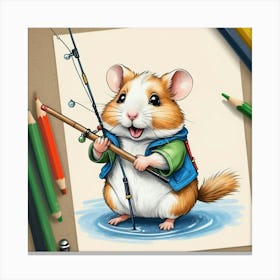 Hamster Fishing 18 Canvas Print