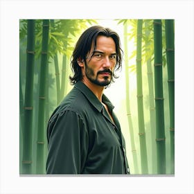 Watercolor Of Keanu Reeves In A Serene Bamboo Forest With Gentle Light 1 Canvas Print