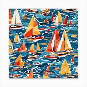 Colourful Sailboats Canvas Print