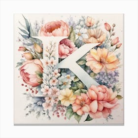 Watercolor Letter K Canvas Print