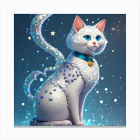 Cartoon Character A White Cat With A Silver Coat (2) Canvas Print