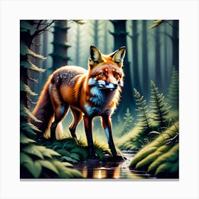 Fox In The Forest 70 Canvas Print