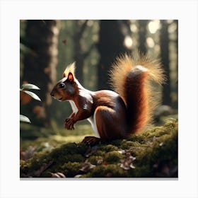 Red Squirrel In The Forest 49 Canvas Print