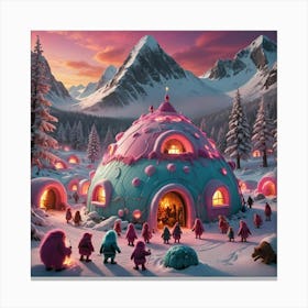 Trolls And An Igloo Castle Canvas Print