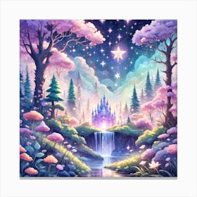 A Fantasy Forest With Twinkling Stars In Pastel Tone Square Composition 120 Canvas Print
