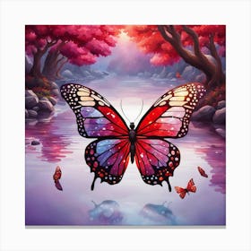 Butterfly In The Water Canvas Print