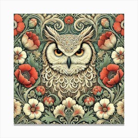 william morris owl portrait With Flowers Canvas Print