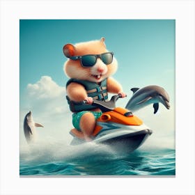 Gerbil on Jet Ski 1 Canvas Print