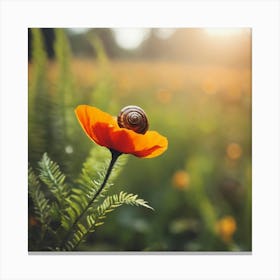 Snail On A Flower 4 Canvas Print