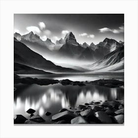 Black And White Mountain Landscape 6 Canvas Print