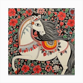 Horse By Rajesh Kumar Madhubani Painting Indian Traditional Style Canvas Print