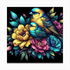 Birds And Flowers Canvas Print