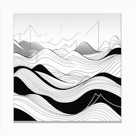 Abstract Black And White Waves Canvas Print