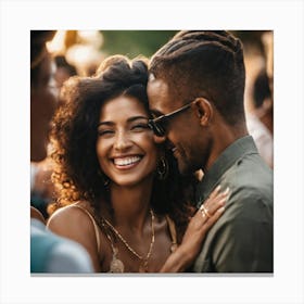 Happy Couple At A Party Canvas Print