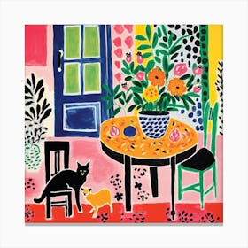 Cat On A Table 1 Canvas Print