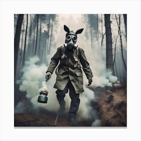Gas Mask In The Forest 1 Canvas Print