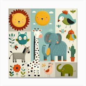 Zoo Animals Wall Art 1 Canvas Print