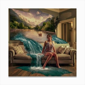 Woman In A Living Room Canvas Print
