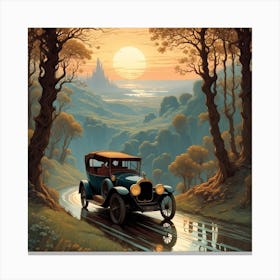 Vintage Car In The Forest Canvas Print