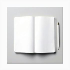 Mock Up Blank Pages Open Book Spread Unmarked Writable Notebook Journal White Clean Min (1) Canvas Print