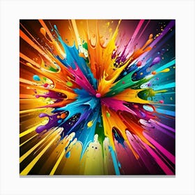 Vibrant Splashes Of Colours Exploding On A Dynamic Background Canvas Print