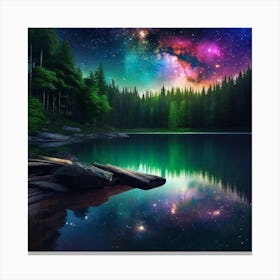 Night Sky Over Lake 15 Canvas Print