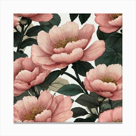 Pink Peony Wallpaper Canvas Print