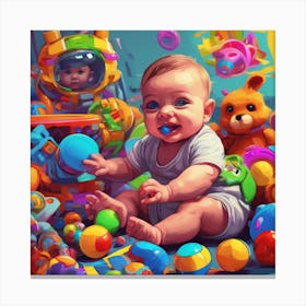 Baby Playing With Toys 1 Canvas Print